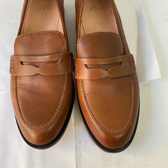 J. Crew Academy Leather Ryan Penny Loafers Tan Brown 10 Academia Preppy Classic - Picture 4 of 11